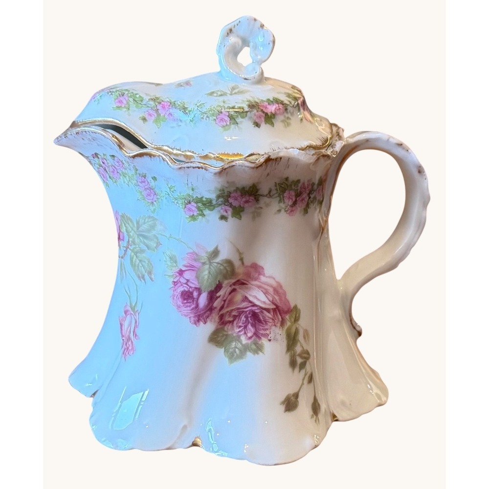 Antique Rosenthal RC Versailles Bavaria Creamer 1891-1906 Floral Gold Porcelain